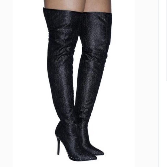 Shoes - Black Pointed toe over the knee boots